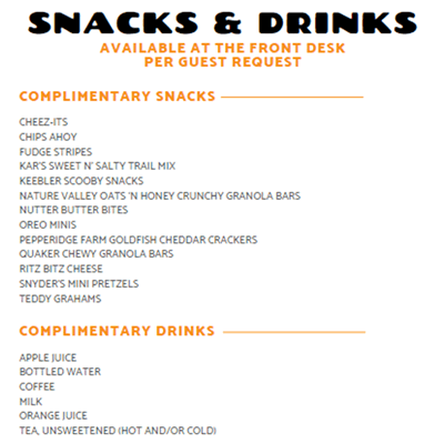 What to Expect for Snacks and Drinks